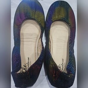 The Storehouse Flats foldable leather foil rainbow